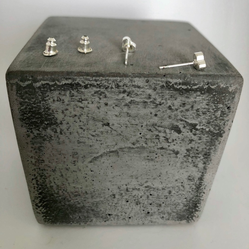 Silver Heart Stud Earrings - Picture 2 of 2